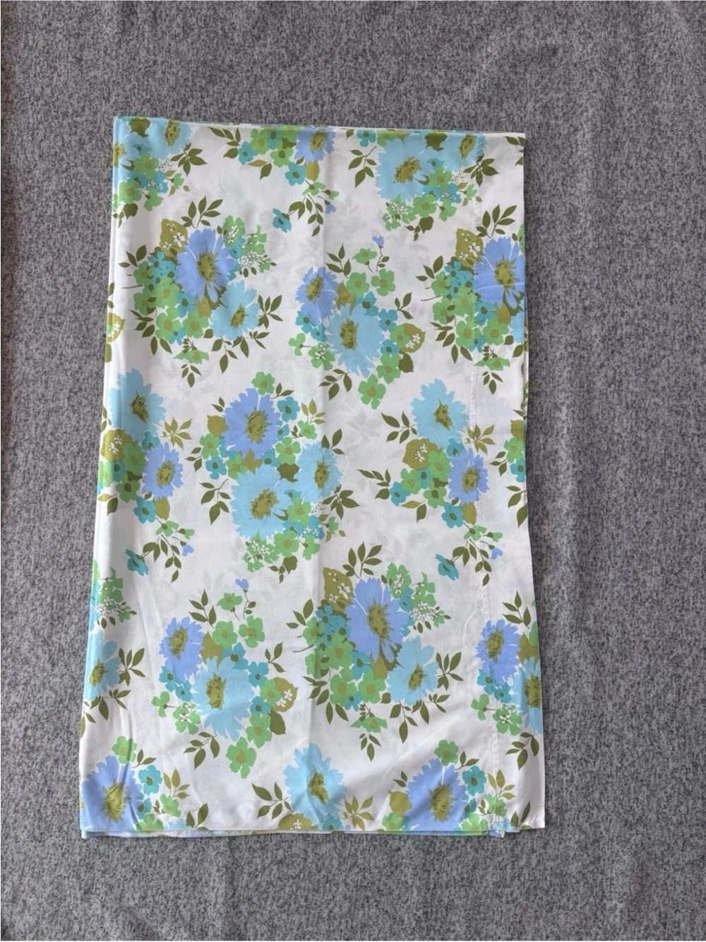 Vintage Sears Roebuck & Co Perma- Prest Full Flat Sheet Blue Green Floral